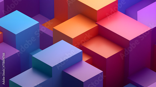 Abstract 3d render, colorful geometric background design