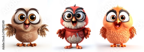 3D happy funny owl character on white backdrop © Graphic Master