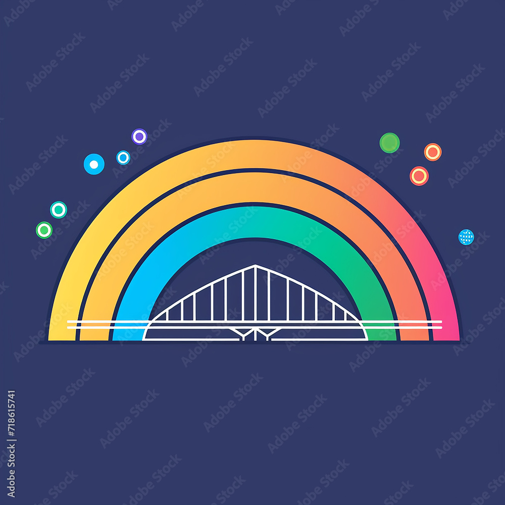 Obraz premium Rainbow_Bridge_Modern_Line_Icon_Vector_Line_
