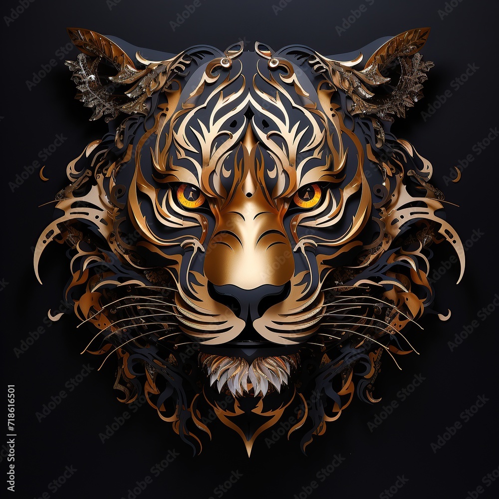 an intricately rendered illustration of a tiger