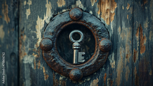 Old key in keyhole