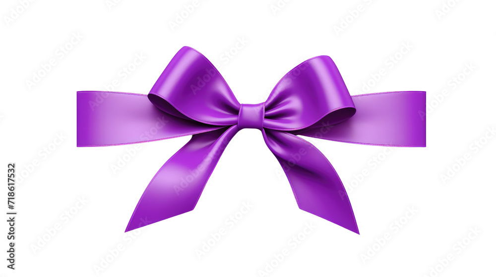 Purple glosy elegant ribbon on transparent background