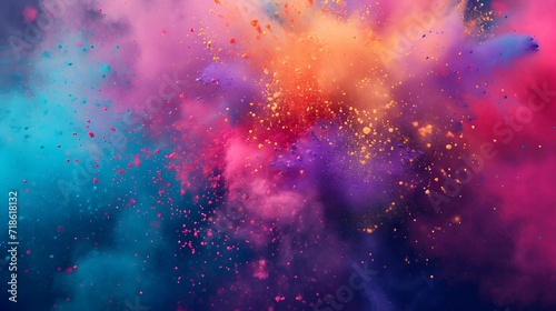 Holi clip art splashes of colorful powder in the air background.