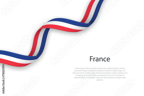 Waving ribbon with flag of France