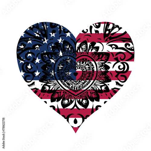 Heart symbol design National flag style photo