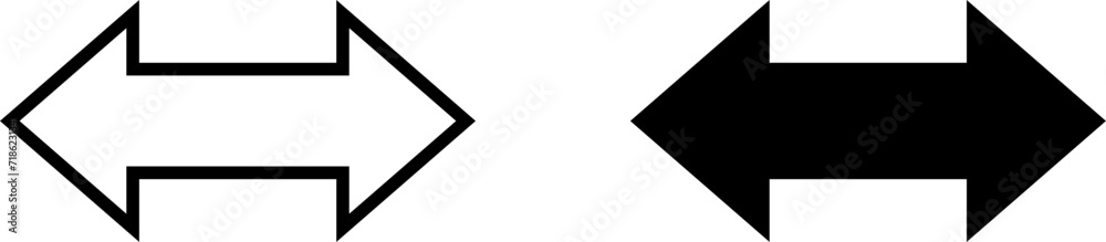 Two Sided Arrow Icon Set Showing Direction or Distance. Vector Image. Two Sided Arrow Icon Set Showing Direction or Distance. Vector Image.