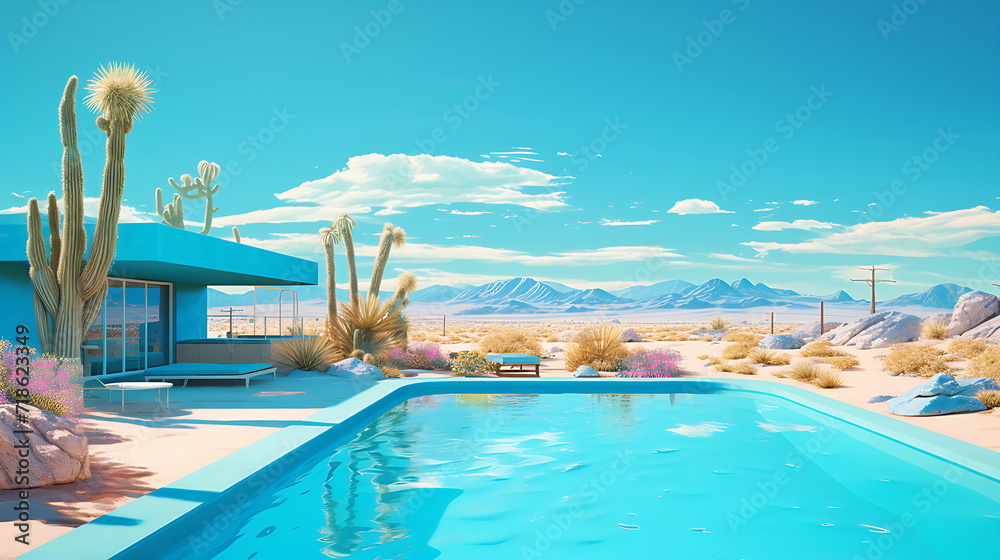Fototapeta premium a house with swimming pool, generative ai