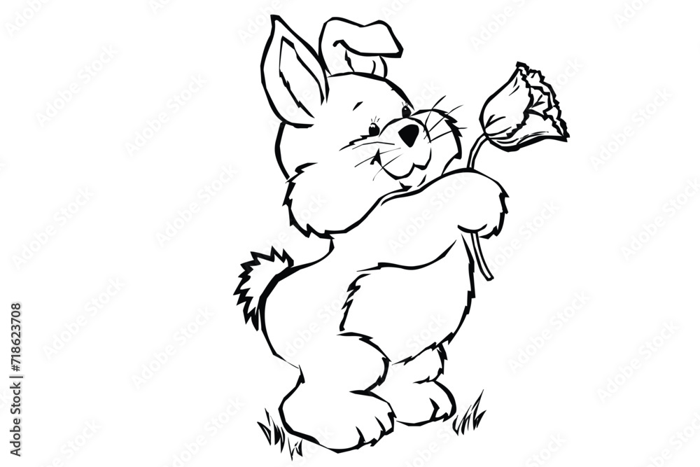Rabbit with flower, Rabbit Icon, Rabbit Logo Icon, Rabbit Symbol Isolated in Editable File Rabbit with flower, Rabbit Icon, Rabbit Logo Icon, Rabbit Symbol Isolated in Editable File