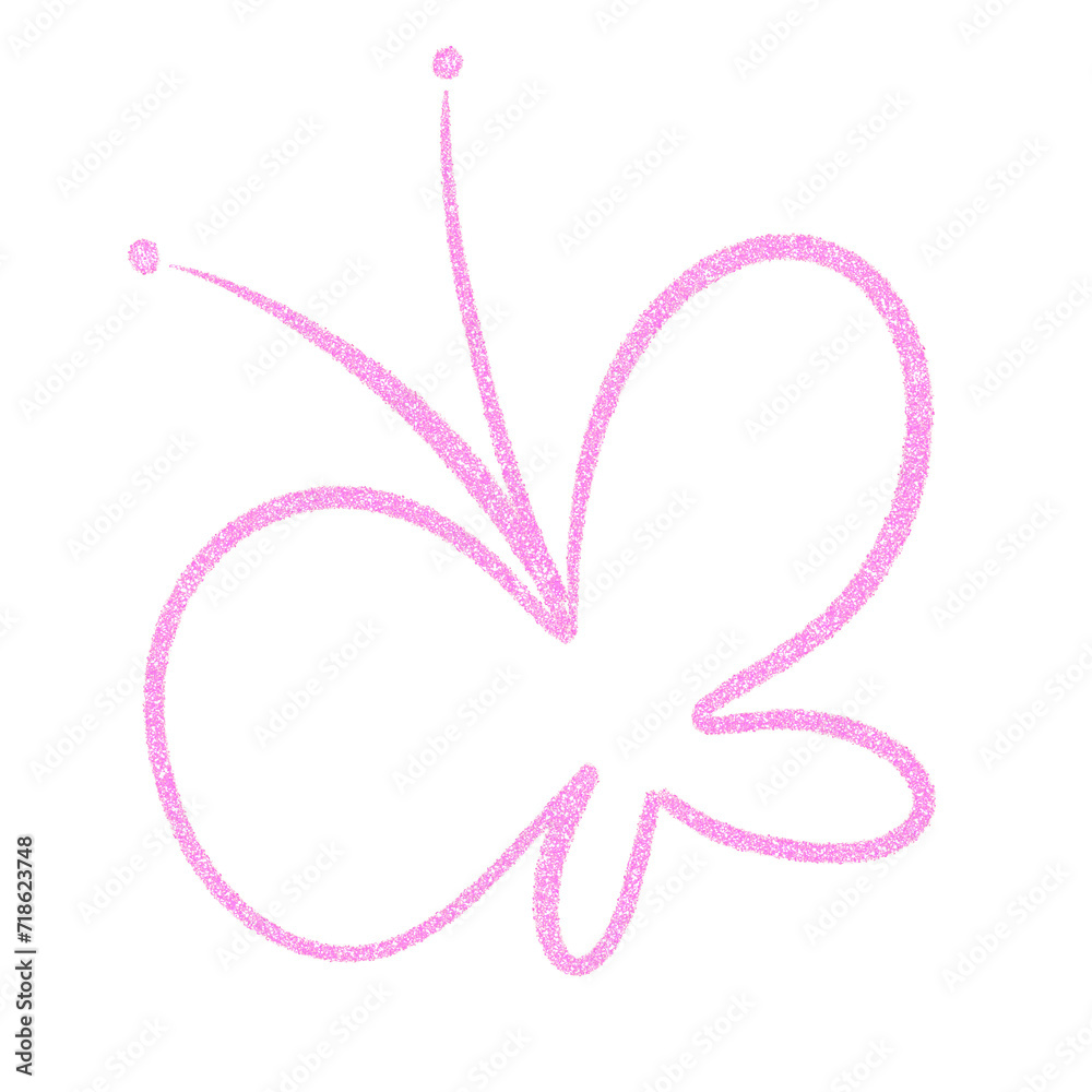 A pink butterfly glittery line art doodle A pink butterfly glittery line art doodle