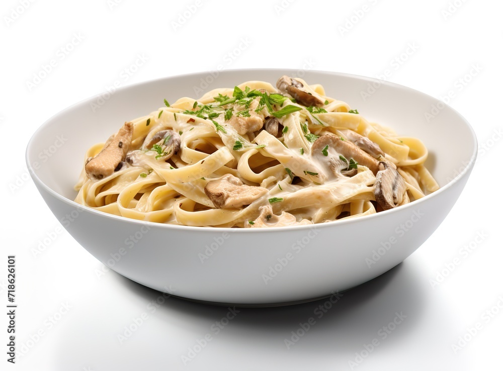 Spaghetti on a plate with meat and mayonnaise on top. generative AI Spaghetti on a plate with meat and mayonnaise on top. generative AI