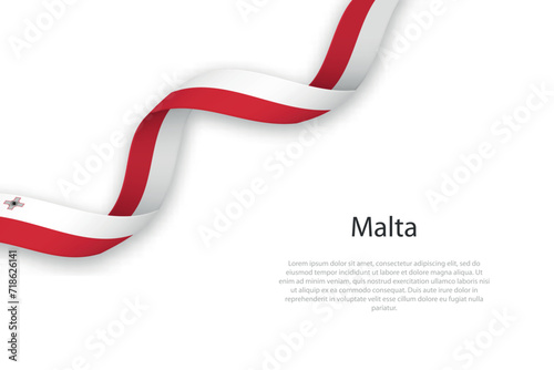 Waving ribbon with flag of Malta