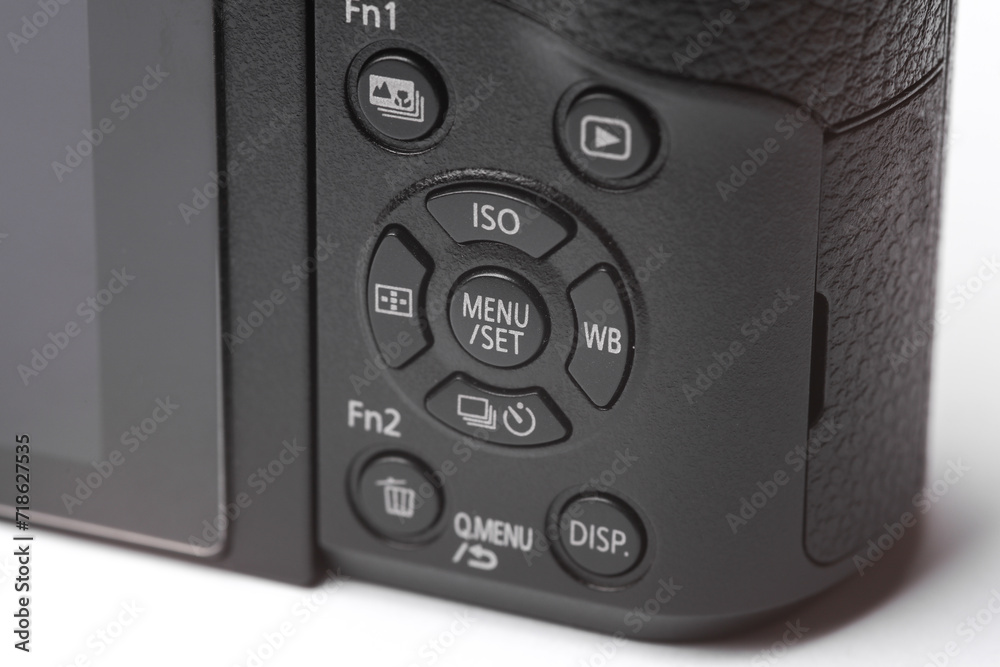 Modern camera controllers close-up on white Modern camera controllers close-up on white