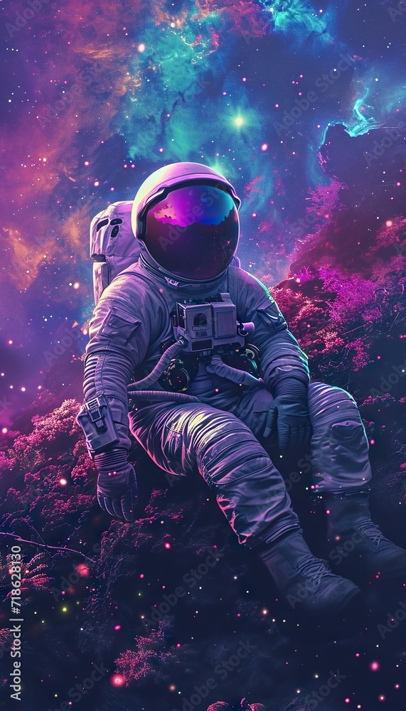 an trippy neon astronaut an trippy neon astronaut