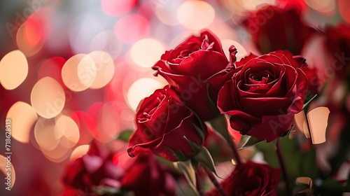 Red roses with bokeh background  valentine s day