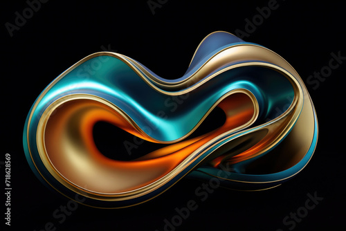 Abstract 3D distorted colourful fluid form of indefinite shape  photo