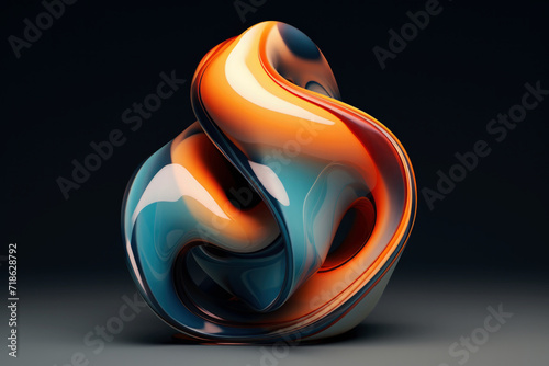 Abstract 3D distorted colourful fluid form of indefinite shape 