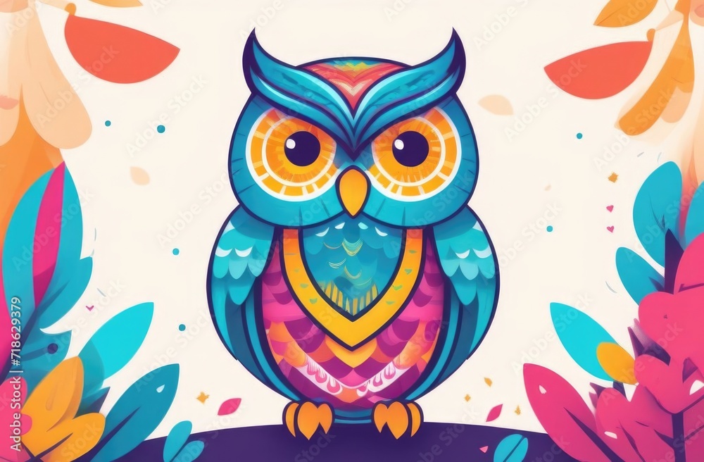 owl cartoon flat view poster. abstract owl wall art printable background for invitation card banner and design template. owl cartoon flat view poster. abstract owl wall art printable background for invitation card banner and design template.