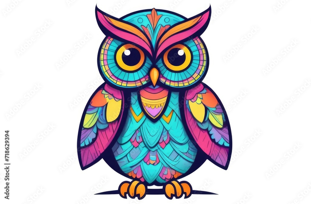 Obraz premium owl cartoon flat view poster. abstract owl wall art printable background for invitation card banner and design template. 