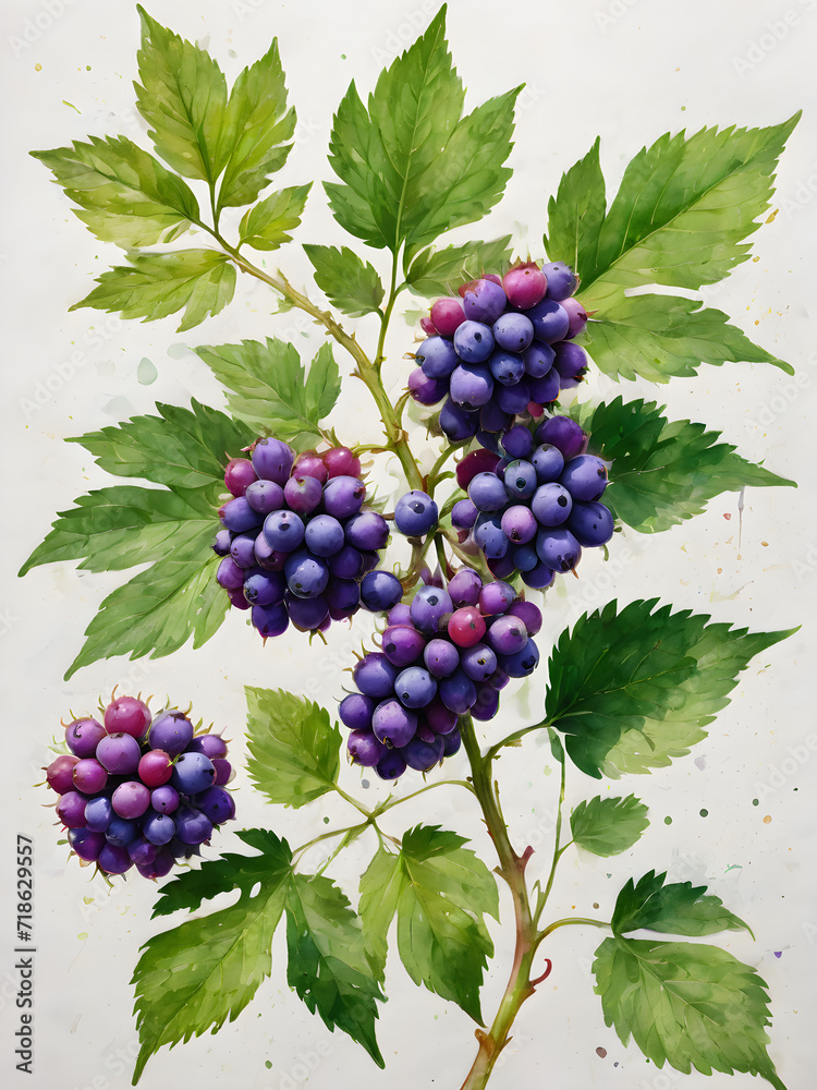 Obraz premium Cluster of ripe red and green grapes on the vine in a vibrant vineyard, representing the beauty of nature, agriculture, and the potential for wine production
