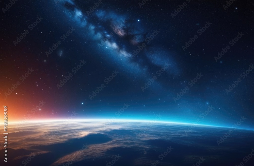 View of the Earth, star and galaxy.  Concept on the theme of ecology, environment, Earth Day