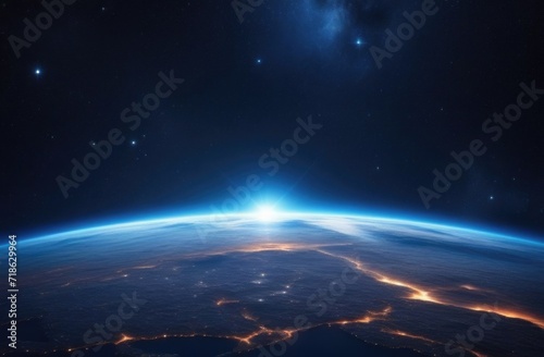 View of the Earth, star and galaxy. Concept on the theme of ecology, environment, Earth Day