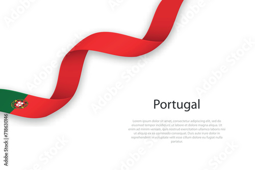 Waving ribbon with flag of Portugal