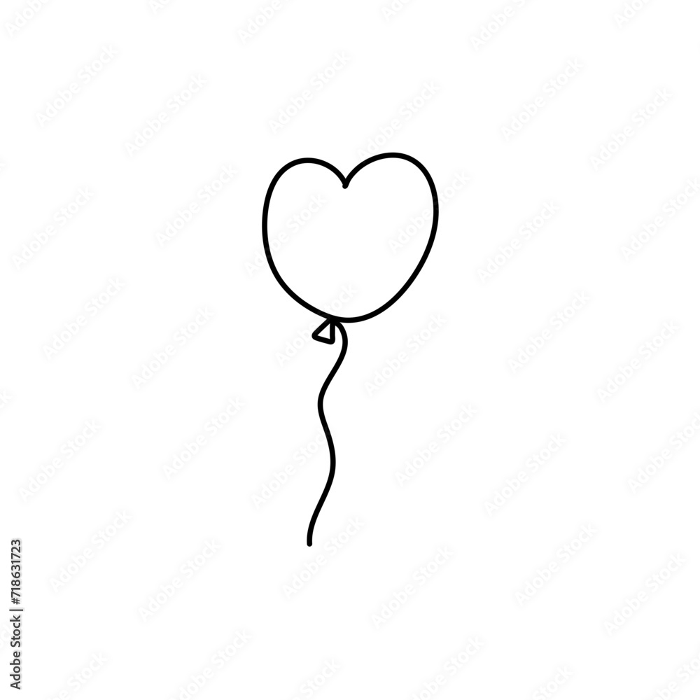 Hand drawn heart balloons for valentine celebration