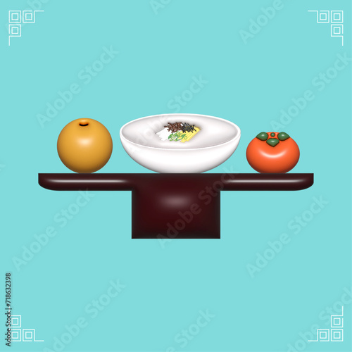 명절 상차림 3d 일러스트