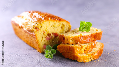 Canvas Print Savoury cake with ham and olives