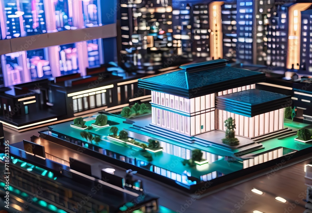 concept 3d render miniature model maquette of small skyscraper building on table in real estate agency. signing mortgage contract document demonstrating. futuristic business. concept 3d render miniature model maquette of small skyscraper building on table in real estate agency. signing mortgage contract document demonstrating. futuristic business.