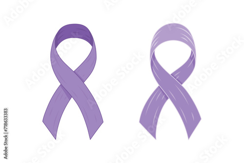 Hand drawn purple ribbon elements vector for world cancer day.