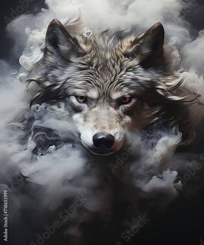 Beautiful Swirling Smoke Wolf