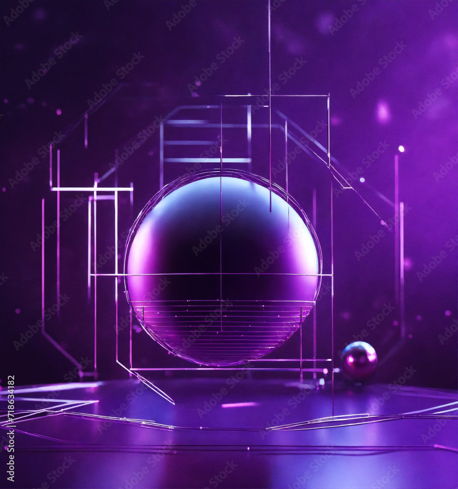 Naklejka premium Landscape reflects in Surreal and dreamlike landscape wallpaper in purple tones water generative ai