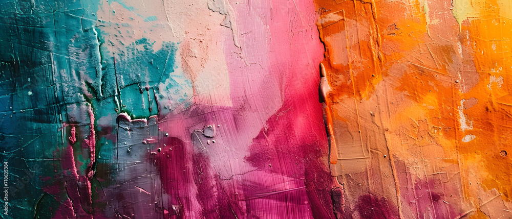 Close Up of Abstract Painting With Vibrant Colors