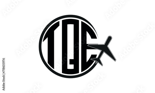 TQE three initial letter circle tour & travel agency logo design vector template. hajj Umrah agency, abstract, wordmark, business, monogram, minimalist, brand, company, flat, tourism agency, tourist