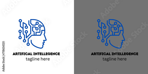 Artifical intelligence, conceptual sign and logo. The analytical system. Vector illustration.
