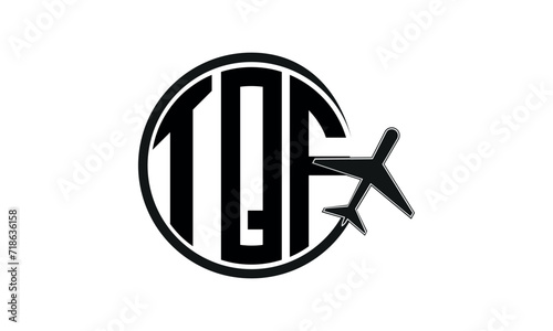 TQF three initial letter circle tour & travel agency logo design vector template. hajj Umrah agency, abstract, wordmark, business, monogram, minimalist, brand, company, flat, tourism agency, tourist
