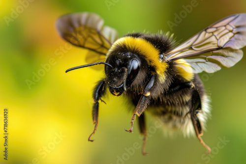 A mesmerizing macro shot capturing the graceful flight of a large bumblebee © Veniamin Kraskov