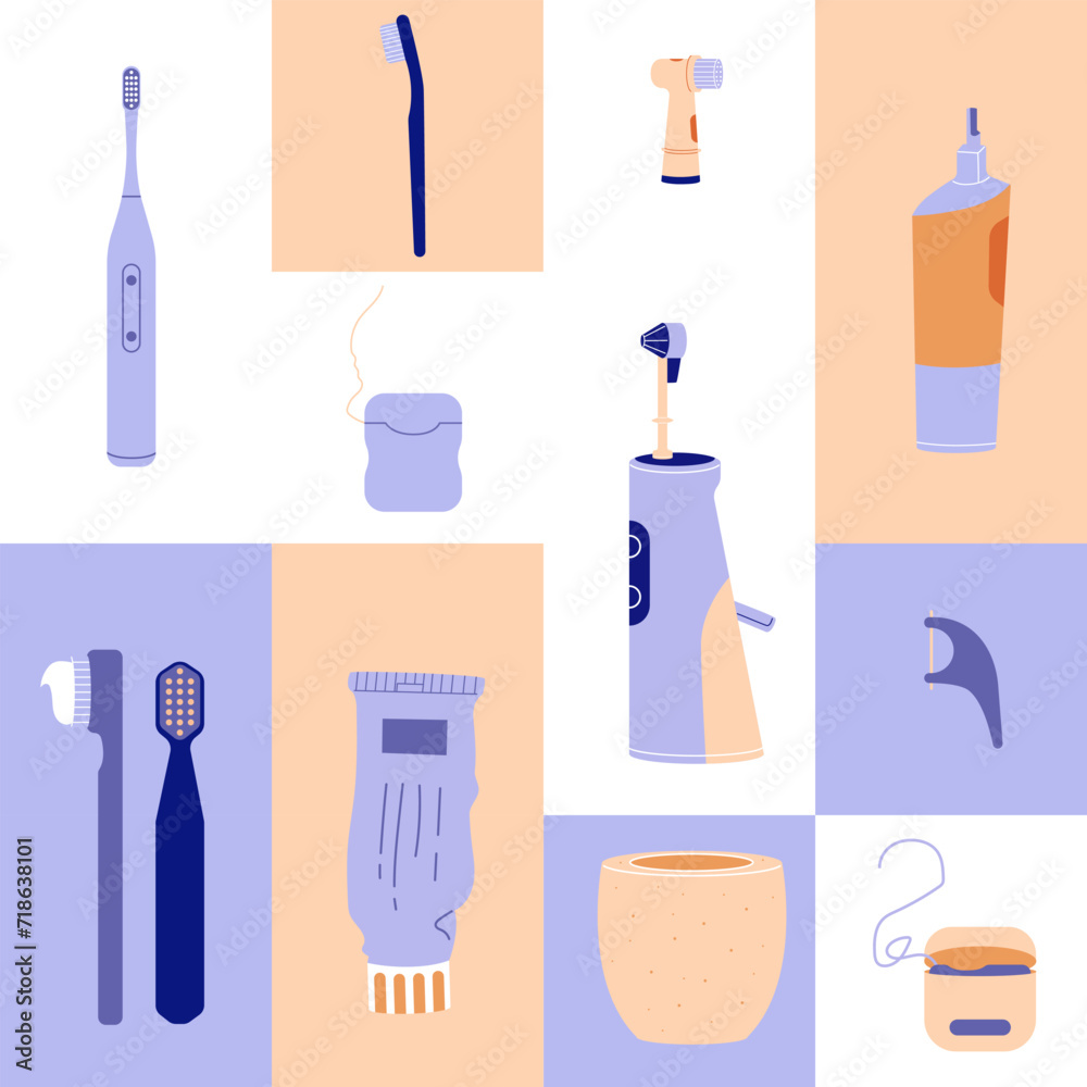 Oral care items seamless geometric pattern Oral care items seamless geometric pattern