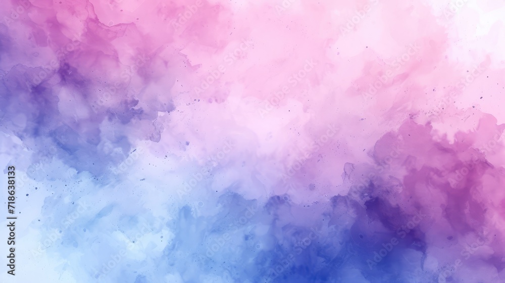 Light sky pink, purple shades and blue watercolor abstract background
