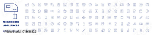 100 icons Appliances collection. Thin line icon. Editable stroke. Appliances icons for web and mobile app.