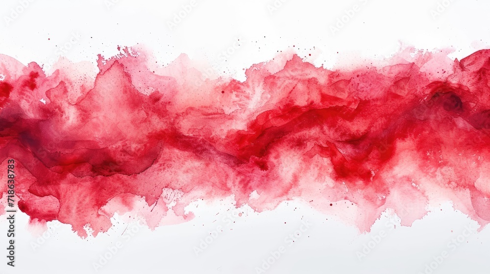 Horizontal strip of red smears watercolors