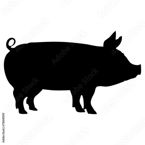 silhouette of a black pig walking