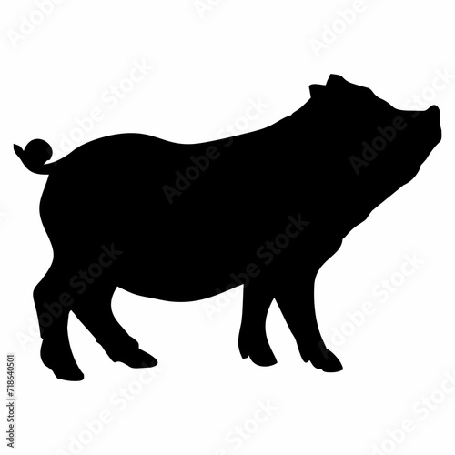 silhouette of a black pig walking photo