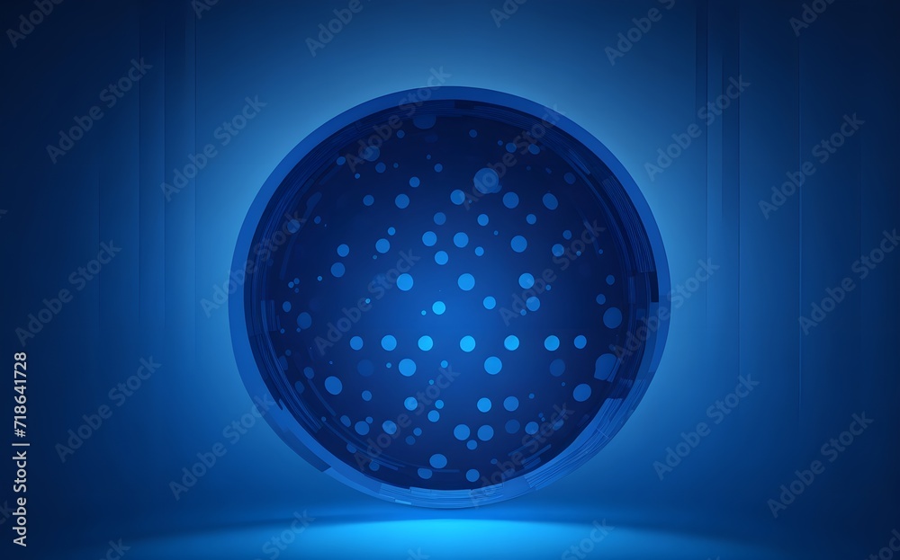 3d render, abstract minimalist blue geometric background. Bright light. Round shape glowing in the dark 3d render, abstract minimalist blue geometric background. Bright light. Round shape glowing in the dark