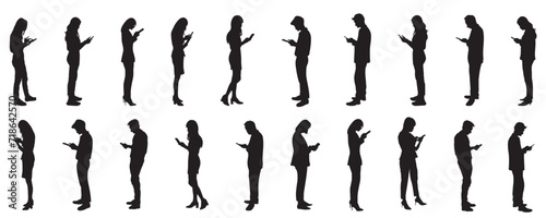 people silhouettes with phone - vector photo