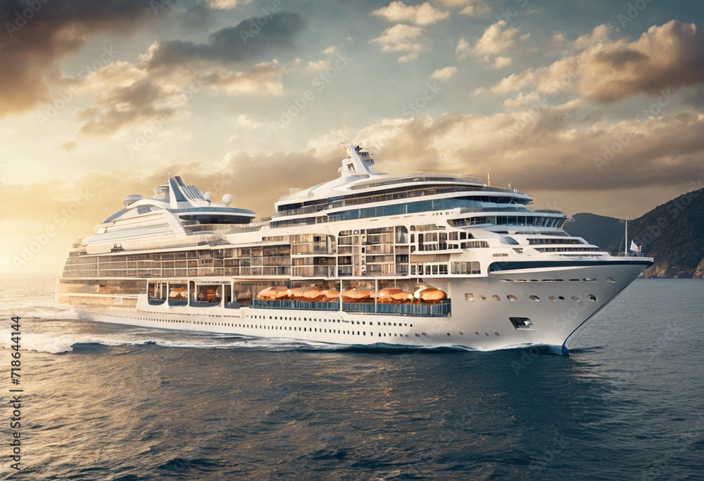 a very luxurious cruise ship is sailing on the sea