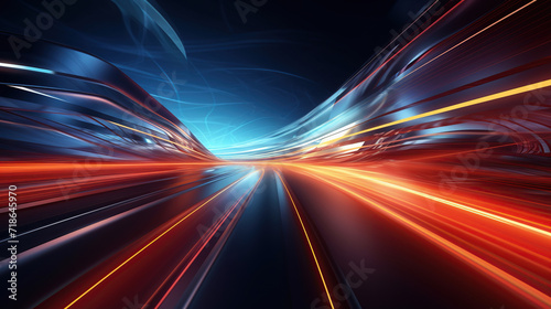 Abstract speed motion on the road with high-speed technology concept background. 