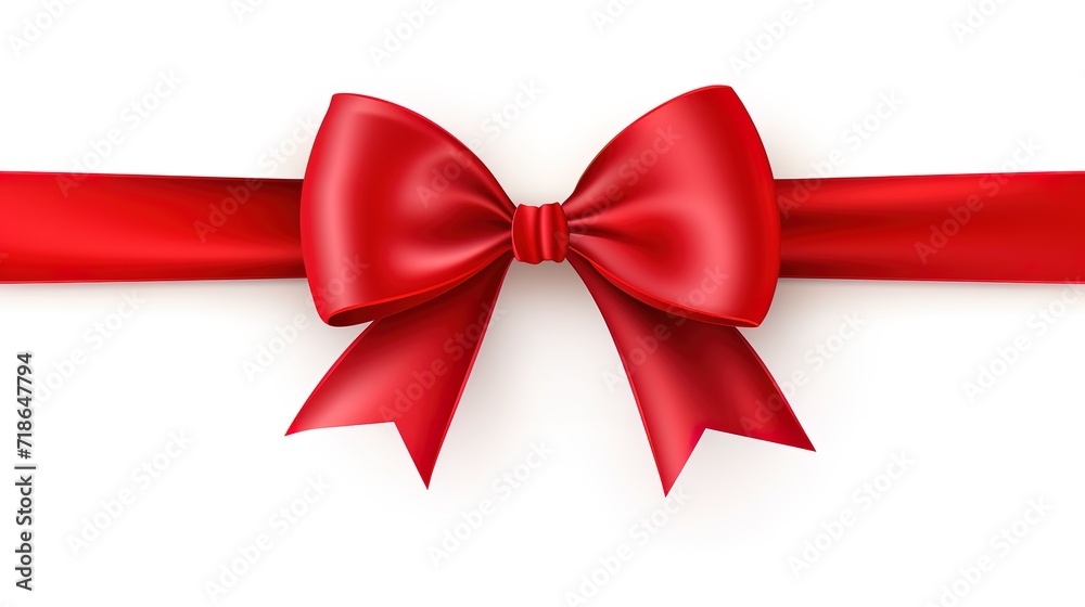 Red ribbon in photo on white background. generative AI Red ribbon in photo on white background. generative AI