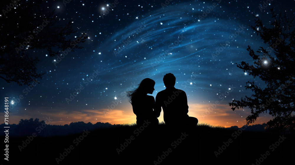 Silhouette of young couple